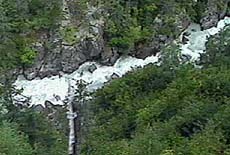 River Looking Down Side of Top of the World Highway